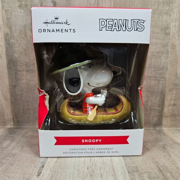Hallmark Peanuts Snoopy Beagle Scout Christmas Ornament Canoe Package Is Damaged - Picture 1 of 10